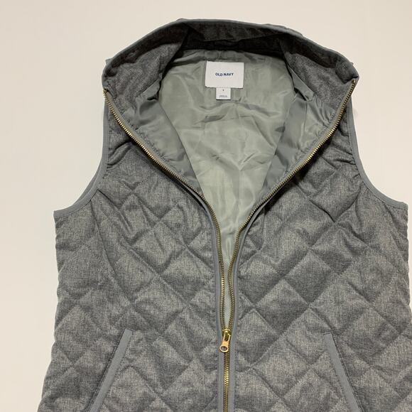 OLD NAVY Gray Mock Neck Quilted Winter Vest Small - Picture 4 of 9
